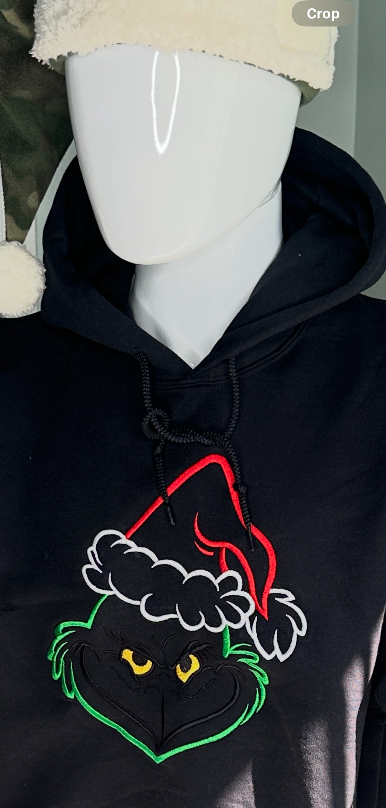 Black Grinch Embroidered Christmas Hoodie